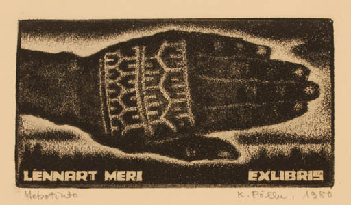 Exlibris by Kaljo Pöller from Estonia for Lennart Meri - Hand(s) 