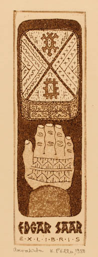 Exlibris by Kaljo Pöller from Estonia for Edgar Saar - Hand(s) 