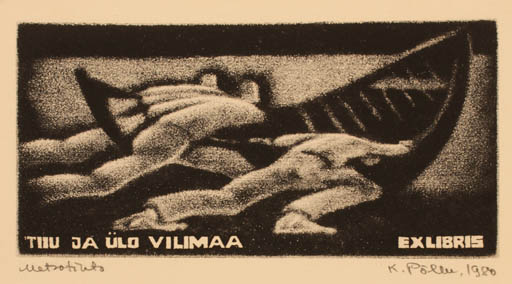 Exlibris by Kaljo Pöller from Estonia for Tiiu ja Ülo Vilimaa - Maritime 