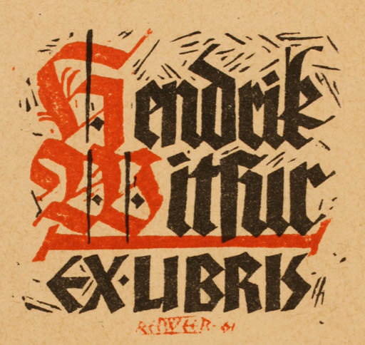 Exlibris by Paul Reeveer from Estonia for Hendrik Withir - Text/Writing 