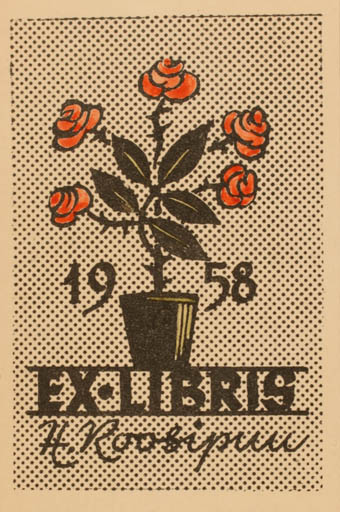Exlibris by H. Roosipuu from Estonia for H. Roosipuu - Flower 