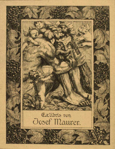 Exlibris by Maragit Schneider-Reiche from Estonia for Josef Maurer - Mythology Wine 