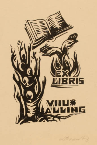 Exlibris by Leida Soom from Estonia for Viili Alling - Book Hand(s) 