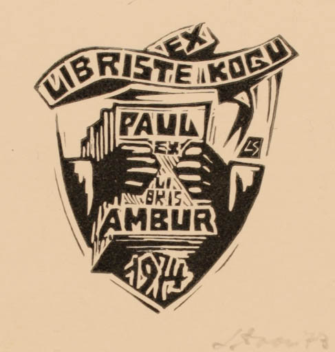 Exlibris by Leida Soom from Estonia for Paul Ambur - Book Hand(s) 