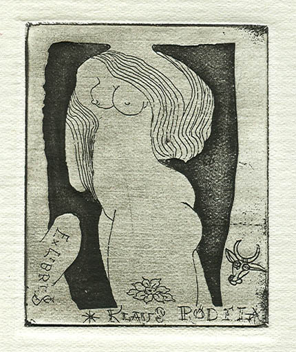 Exlibris by Stanislaw Dawski from Poland for Klaus Rödel - Abstract Woman 