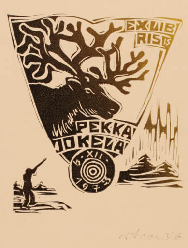 Exlibris by Leida Soom from Estonia for Pekka Jokela - Fauna 