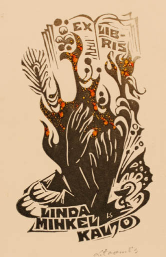 Exlibris by Leida Soom from Estonia for Richard Kaljo - Flora Hand(s) 