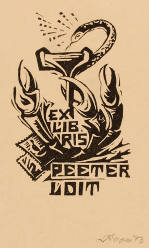 Exlibris by Leida Soom from Estonia for Peeter Loit - Fauna 