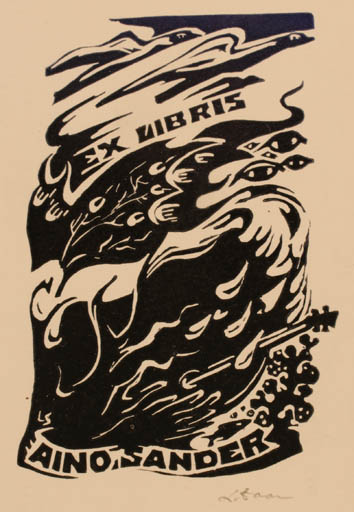 Exlibris by Leida Soom from Estonia for Aino Sander - Abstract 