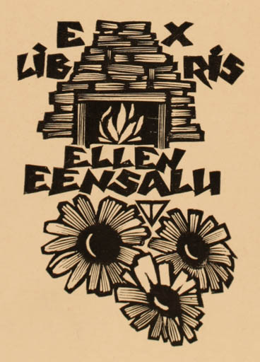 Exlibris by Väino Tönisson from Estonia for Ellen Eensalu - Flower 