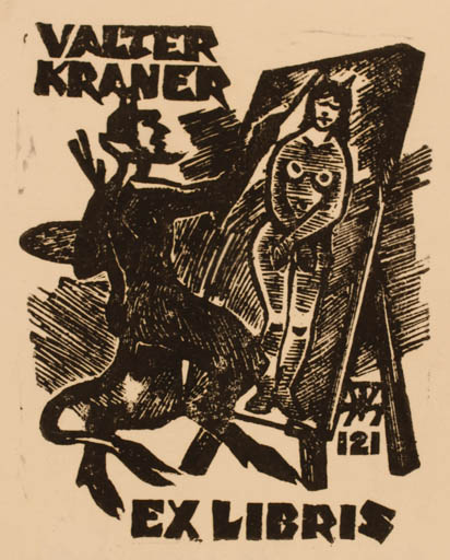 Exlibris by Väino Tönisson from Estonia for Valter Kraner - Devil Art Pan/Faun 