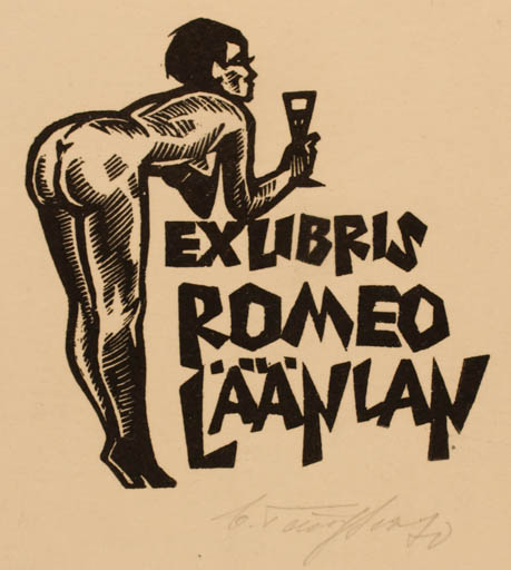 Exlibris by Väino Tönisson from Estonia for Romeo Läänlan - Woman 