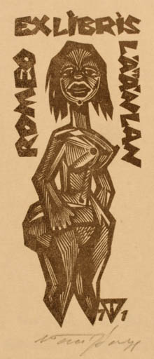 Exlibris by Väino Tönisson from Estonia for Romeo Läänlan - Woman 