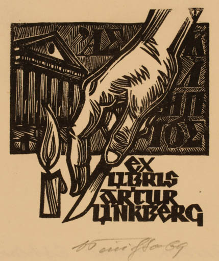 Exlibris by Väino Tönisson from Estonia for Artur Linkberg - Medicine 