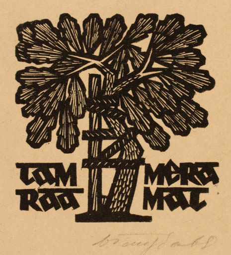 Exlibris by Väino Tönisson from Estonia for Tom Mera - Tree 