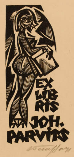 Exlibris by Väino Tönisson from Estonia for Johannes Parvits - Woman 