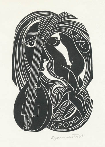 Exlibris by Dusan Janousek from Czechoslovakia for Klaus Rödel - Erotica Music 