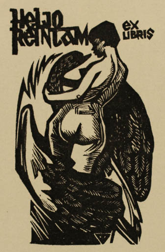 Exlibris by Väino Tönisson from Estonia for Heljo Reintom - Leda and the Swan 