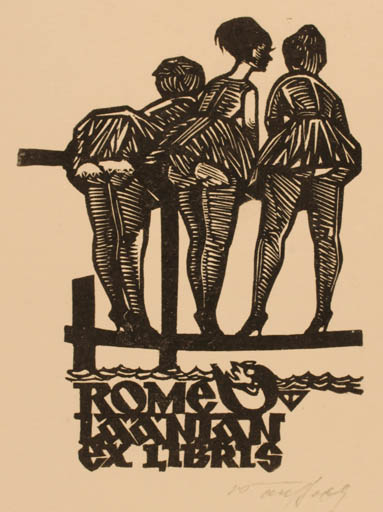 Exlibris by Väino Tönisson from Estonia for Romeo Täänlan - Woman 