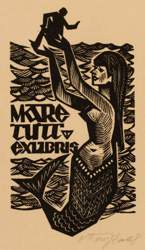 Exlibris by Väino Tönisson from Estonia for Mare Tuit - Mermaid 