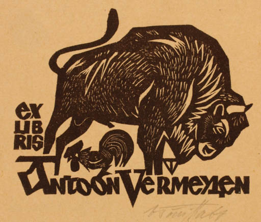 Exlibris by Väino Tönisson from Estonia for Antoon Vermeylen - Fauna 