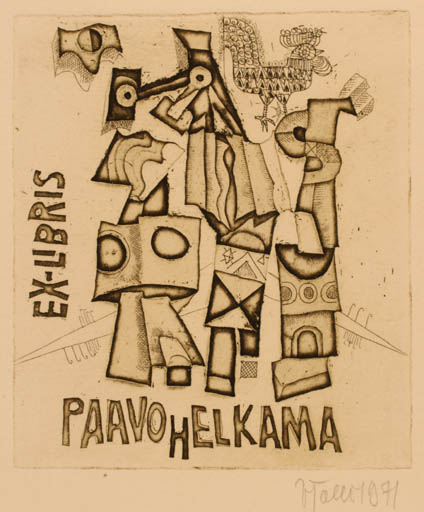 Exlibris by Vive Tolli from Estonia for Paavo Helkama - Abstract 