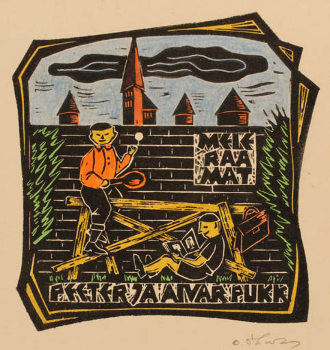 Exlibris by Olav Vihuri from Estonia for Peeter ja Alvar Pukk - Child 