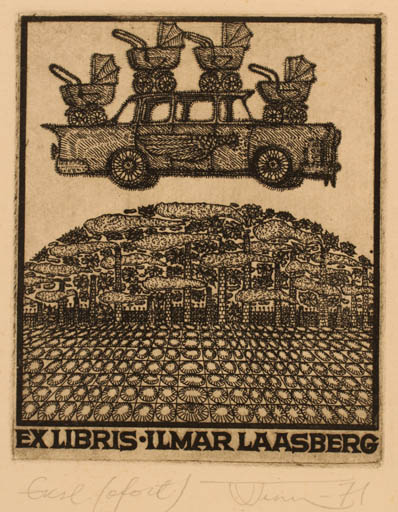 Exlibris by Vello Vinn from Estonia for Ilmar Laasberg - Car 