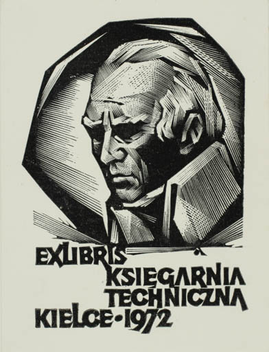 Exlibris by Andrzej Bortowski from Poland for ? Ksiegaruia Techniczna Kielce - Man Portrait 