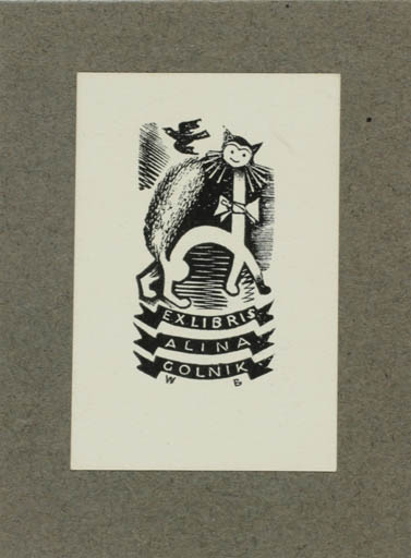 Exlibris by Wojciech Barylski from Poland for Alina Colnik - Fauna Cat 