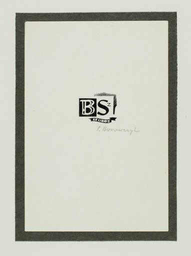 Exlibris by Czeslaw Borowczyk from Poland for ? B. S. - Monogram 