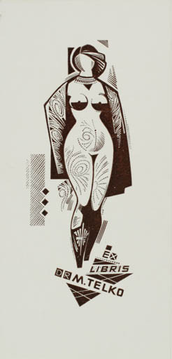 Exlibris by Czeslaw Borowczyk from Poland for Dr. M. Telko - Woman Nude 