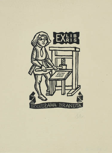 Exlibris by Boguslav Brandt from Poland for Czeslaw Borowczyk - Working Man Printing technique 