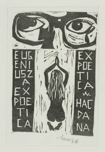 Exlibris by Wojciech Cieslak from Poland for Eugeni Usza - Woman Text/Writing 