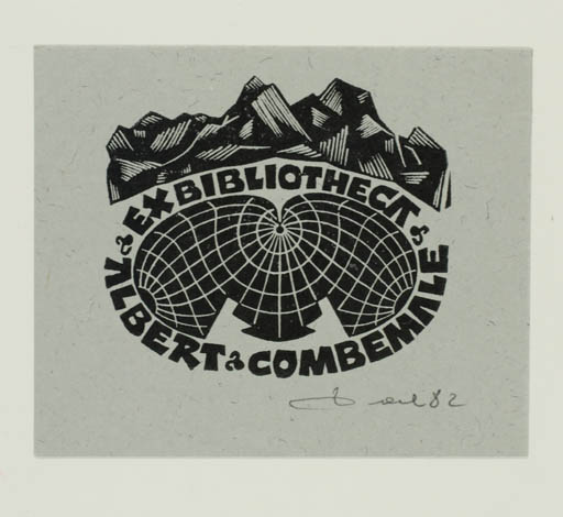 Exlibris by Zbigniew Dolatowski from Poland for Albert Combemale - Mountain Globe 