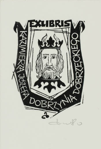 Exlibris by Zbigniew Dolatowski from Poland for Kazimierzy Jozefa Drobrzynia - Man Portrait 