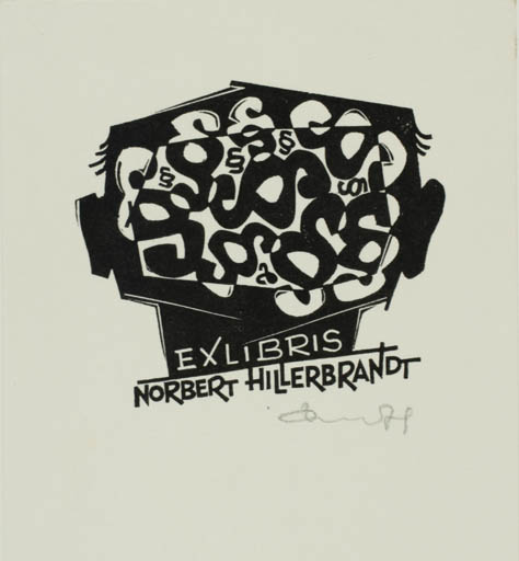 Exlibris by Zbigniew Dolatowski from Poland for Dr. Norbert Hillerbrandt - Law 