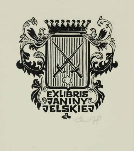 Exlibris by Zbigniew Dolatowski from Poland for Janiny Jelskiej - Heraldry 