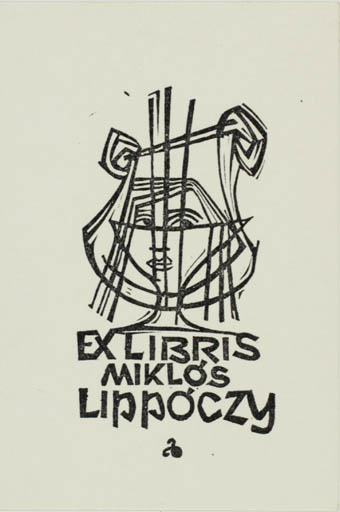 Exlibris by Zbigniew Dolatowski from Poland for Dr. Nicholas Lippoczy - Woman Music Portrait Wine 