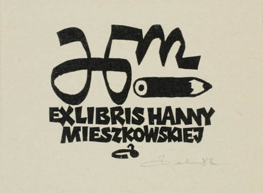 Exlibris by Zbigniew Dolatowski from Poland for Hanny Mieszkowskiej - Monogram Text/Writing 