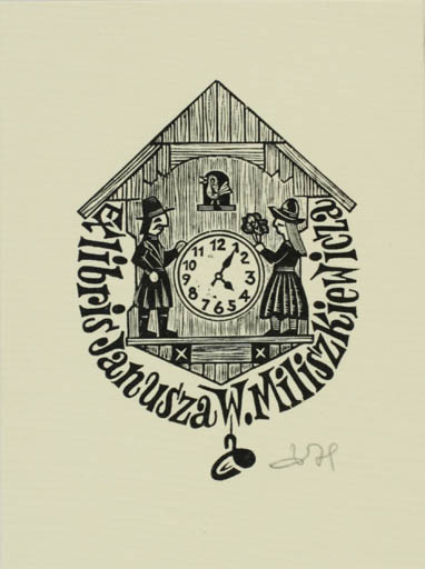 Exlibris by Zbigniew Dolatowski from Poland for Janusza Miliszkiewicza - Couple Romance Technology 