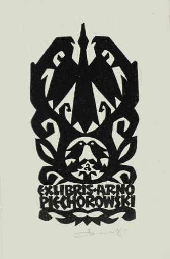 Exlibris by Zbigniew Dolatowski from Poland for Arno Piechorowski - Abstract Fauna Bird 