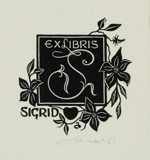 Exlibris by Zbigniew Dolatowski from Poland for ? Sigrid - Flora Monogram Text/Writing 