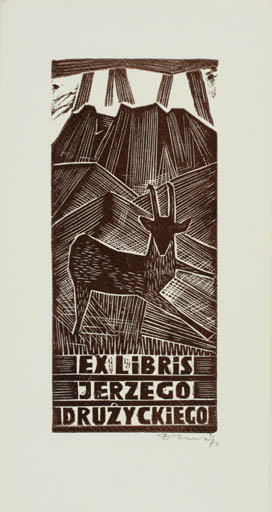 Exlibris by Jerzy Druzrycki from Poland for Jerzy Druzrycki - Abstract Fauna Scenery/Landscape 