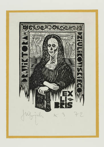 Exlibris by Henryk Grajek from Poland for Dr. Wiktora Dziulikowskiego - Book Death Medicine Portrait 