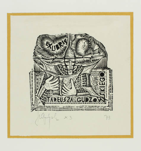 Exlibris by Henryk Grajek from Poland for Tadeusz T. Gudzowski - Book Man 