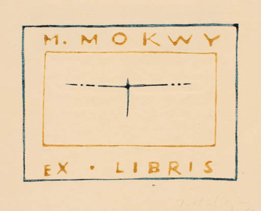 Exlibris by Janusz Halicki from Poland for M. Mokwy - Abstract 