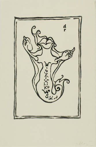 Exlibris by Janusz Halicki from Poland for W. Ozivlikowski - Mermaid 