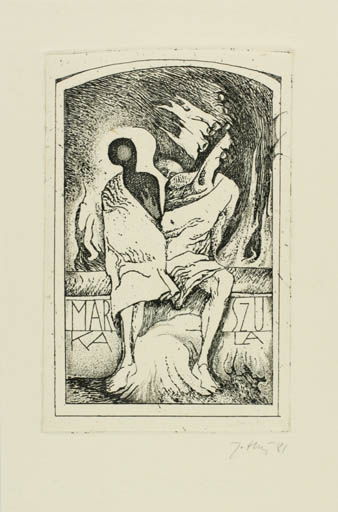 Exlibris by Janusz Halicki from Poland for Marka Szula - Surrealism 