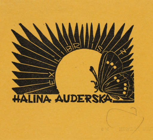 Exlibris by Zbigniew Jozwik from Poland for Halina Auderska - Fauna Sun Butterfly 